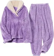 [Generic] Ladies Flannel Pyjamas Red Long Pants Sets for Women, Womens Silk Set Tall Nightwear Size Thin Straps Sexy Plus Button Nightie Labour Thermal Pajamas Solid Colors Loungewear Pullover Suit