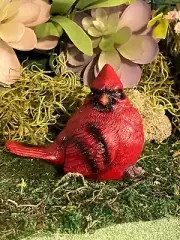 Flower Pot Shelf Sitter Fairy Garden CARDINAL BIRD Songbird Memorial Cardinal