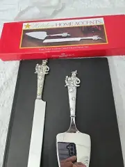Home Accents Holiday Snowmen Collection Silver Plated Knife & Server Set. Unused