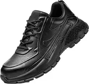 [BIAJIAZHUA] Steel Toe Shoes Non Slip Waterproof, Steel Toe Boots Comfortable Breathable, Safety Shoes Composite Toe Lightweight, Men Construction Shoes, Women Working Shoes, Safety Shoes(Black,9)