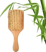 Bamboo Hair Brush Rectangular Hairbrush Paddle brush for Massaging Scalp, Women, Men