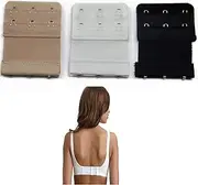 [Generic] Bra Extender Extension 3 Hook Pack of 3 Clip On Strap Elastic Black White Nude
