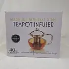 Willow & Everett Glass Stainless Steel Teapot Infuser 40oz Microwave Safe New