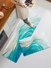 Non-Slip Home PVC Anti-Oil Waterproof Floor Mat Door Mat Kitchen Mat Mint Blue