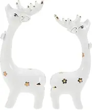 2pcs Deer Decorative Ornaments Light House Decorations for Home Car Decoration Car Ornament Table Top Decor Small Reindeer Figurines Mini Toys Small Ceramic White Desk Ceramics