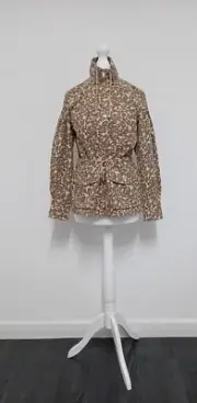 Next Womens Jacket Leopard Print Parka Brown Size 6 P Petite RRP £38