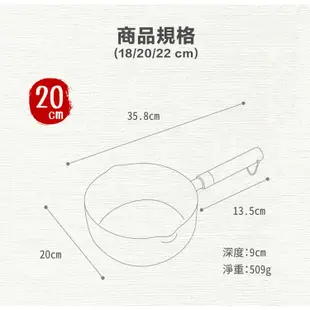 【LMG】日式捶紋不沾雪平鍋-18CM 20cm 22CM 適用各種爐具(可加購玻璃鍋蓋)