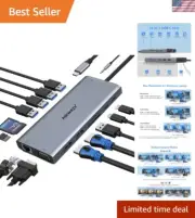 Comprehensive USB C Dock with Gigabit Ethernet, Audios, and SD Card Reader