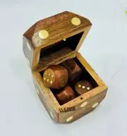 Handmade Wooden Dice Game Set with Dice Box, 5 Dices with 1 Dice Box for Kids an