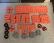 (b7) New LEGO Classic Coral Pink Lot Of (59) Tires Wheels Blocks Bricks & More