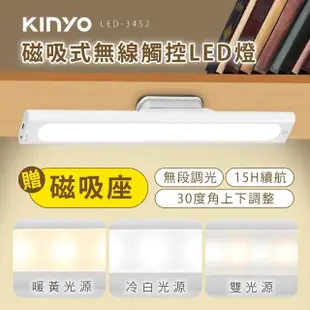 【KINYO】磁吸式無線觸控LED燈35CM(磁吸燈LED-3452)