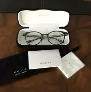 GUCCI GG0068O Titanium Brown Silver Metal W/Tortoise Arm Optical Eyeglasses $830