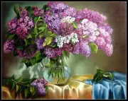 Chart Needlework DIY - Counted Cross Stitch Patterns - Lilac Bouquet