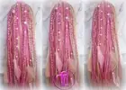 Ponytail Hair Fall Extension Blonde Pink Ombre hair scrunchie Clip on Braid