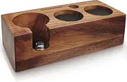 HOLIHOKY Tamper Station 58 mm, Portafilter Holder Made of Walnut Wood, Tamping Station 58 mm for Barista Accessories, Coffee Tamper Station Wood 58 mm with Silicone Cushion, Adjustable Height