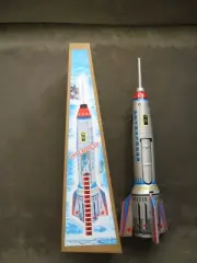Yuanjie Sky Express Tin Toy Space Ship with Spring Action NEW w/Box