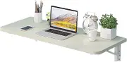 Solid Wood Wall Mounted Folding Desk with Storage Shelf Home Office Kitchen Counter Table Space Saving Wall Mounted Workbench 80 * 50cm/31.5 * 19.7in White Maple Finish