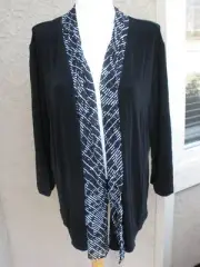 New Soldout Chico's Travelers Black Striped Mesh Jacket Size 3 = XL 16 18 NWT