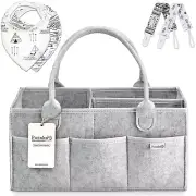 Baby Diaper Caddy Organizer Nursery Basket Set W 2 Drool Bibs & 2 pacifier clips