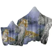 Wild Animal Art Orange and White Tigers Encounter Towel with Hood
