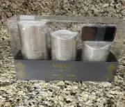 NEW Mikasa Reflections Realistic Flame Led Silver Candle 3pc Set with Remote