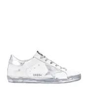 Super-Star sneakers with silver sparkle foxing and metal stud lettering 36 White
