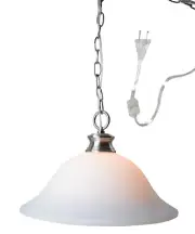Entertainer Plug-In Swag Pendant Light 16" White Glass w/ Brushed Nickel Chain