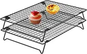 2Pcs Cooling Rack for Baking with Collapsible Folding Legs 13.4x9.45Inch Stackable Carbon Steel Cooking Racks for Baking, Roasting, Grilling, Drying (2Pcs)