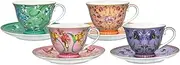 [Maxwell & Williams] Estelle Michaelides Mystique Tall Cup & Saucer 230ML Set of 4 Assorted Gift Boxed
