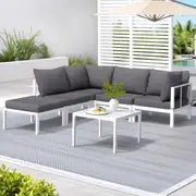 Gardeon 6PCS Outdoor Sofa Set Lounge Setting Aluminium Table and Chairs Patio Furniture