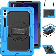 [V-MOTA] Flat Protect Case (12.4 Inch) Compatible with Samsung Galaxy Tab S9 Plus 2023,SM-X810 (Wi-Fi) / SM-X816B (5G Global) / SM-X818U,Military Grade Protective Shell (Sky Blue Silicone)