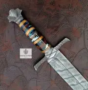 Hand Forged Damascus Steel Viking Sword Sharp Battle Ready Medieval With Sheath