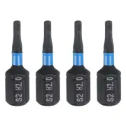 4pcs H2.0 Magnetic Hex Screwdriver Bit 1/4" Hex Shank 25mm Length Industrial Bit