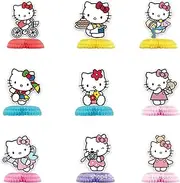 9 PCS Cute Kitty Birthday Honeycomb Centerpiece Decorations Cartoon Party Supplies Pack, Kitty Table Decorations for Girls