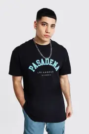 BooHooMan Oversized Pasadena Varsity Printed T-Shirt