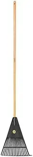 Tramontina 77850684 Plastic 18 Teeth Leaf Rake with Wood Handle, 120 cm Hendle Length, Black