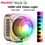 Manbily CFL-100C 100W RGB Full Color Led COB Video Light Lamp 3000K-6500K APP