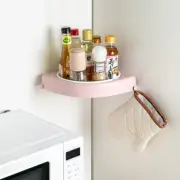 Wall-Mount Bathroom Rotating Shelf Corner Shower Rack Hooks Adhesive