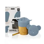 Bamboo Cup with 2 Lids and Straw - Dusty Blue