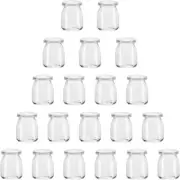 Encheng 7 oz Clear Glass Jars With Lids Glass Yogurt Container With Lids 20 Pack