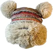 [AOYONGOIT] Fedora Cute Bear Ears Plush Hat Thickened Cold-Proof Warm Versatile Comfortable Knitted Hat Wool Hat/172(Khaki)