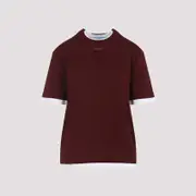 [Prada] Prada-Amaranth Red Cotton Crew Neck T-Shirt-Donna XS STAND