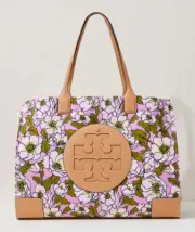 Tory Burch Nylon Ella Printed TOTE ~NWT~ Aster Pink Flower