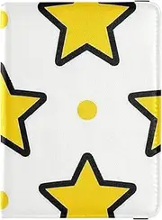 [Amooorous] Yellow Stars Dot Yellow Leather decorative Passport Holder Cover Wallet Vaccine Card Holder Cover Combo Passport Cover Holder Wallet Case Waterproof, yellow stars dot yellow, 1 size