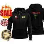 夾克連帽衫拉鍊 READY STOCKHOODIES YAMAHA MOTORSPORT VR46 運動衫全拉鍊黑色 L