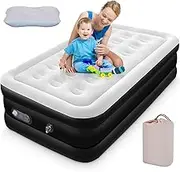 Single Size Air Mattress, Inflatable Bed with Built-in Pump, 3 Mins Quick Self-Inflation/Deflation, Comfortable Blow Up Bed with 1 Inflatable Pillow, for Home Portable Camping Travel, 190x99x46cm