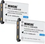 MINSHI NP-45 (2 Pack) Replacement Battery Compatible with Fujifilm Instax Mini 90 Neo-Classic 【3.7V 1200mAh】 High Performance Compatible Camera Battery 2023KA
