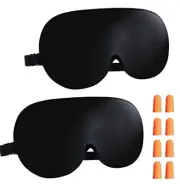 Silk Eye Mask, 2 Pack Natural Silk Sleep with Adjustable Strap and Ear Plugs