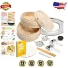Complete 10 Inch Bamboo Steamer Set with Stainless Steel Adapter & Accessories