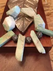 Handmade Genuine Rustic Amazonite & Swarovski Crystal Accents Bracelet